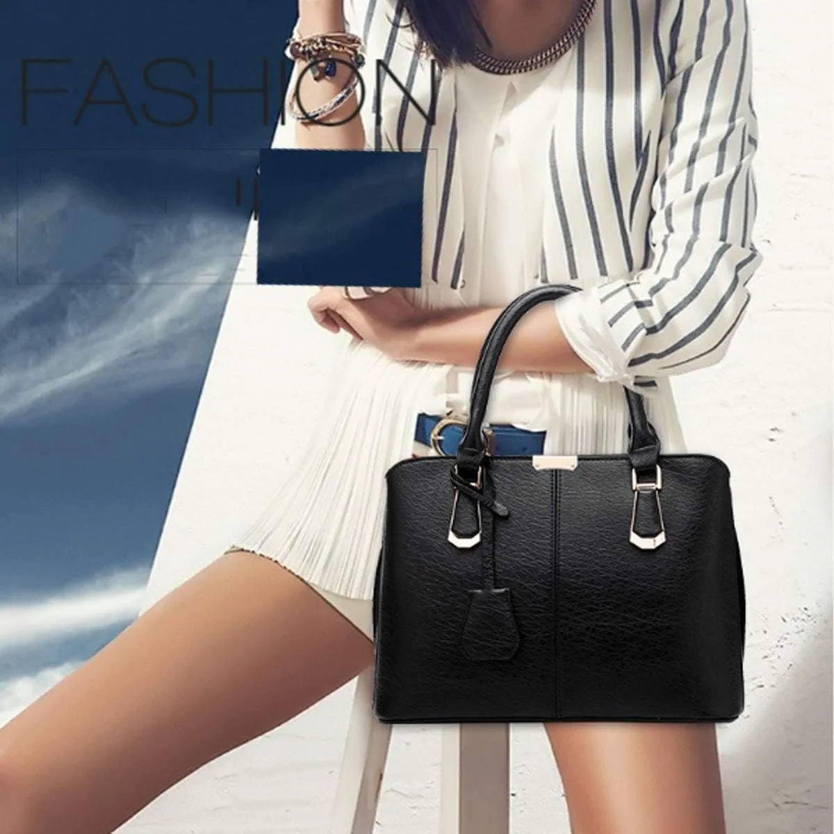 Purses and Handbags for Women Fashion Ladies PU Leather Top Handle Satchel Shoulder Tote Bags Light Blue