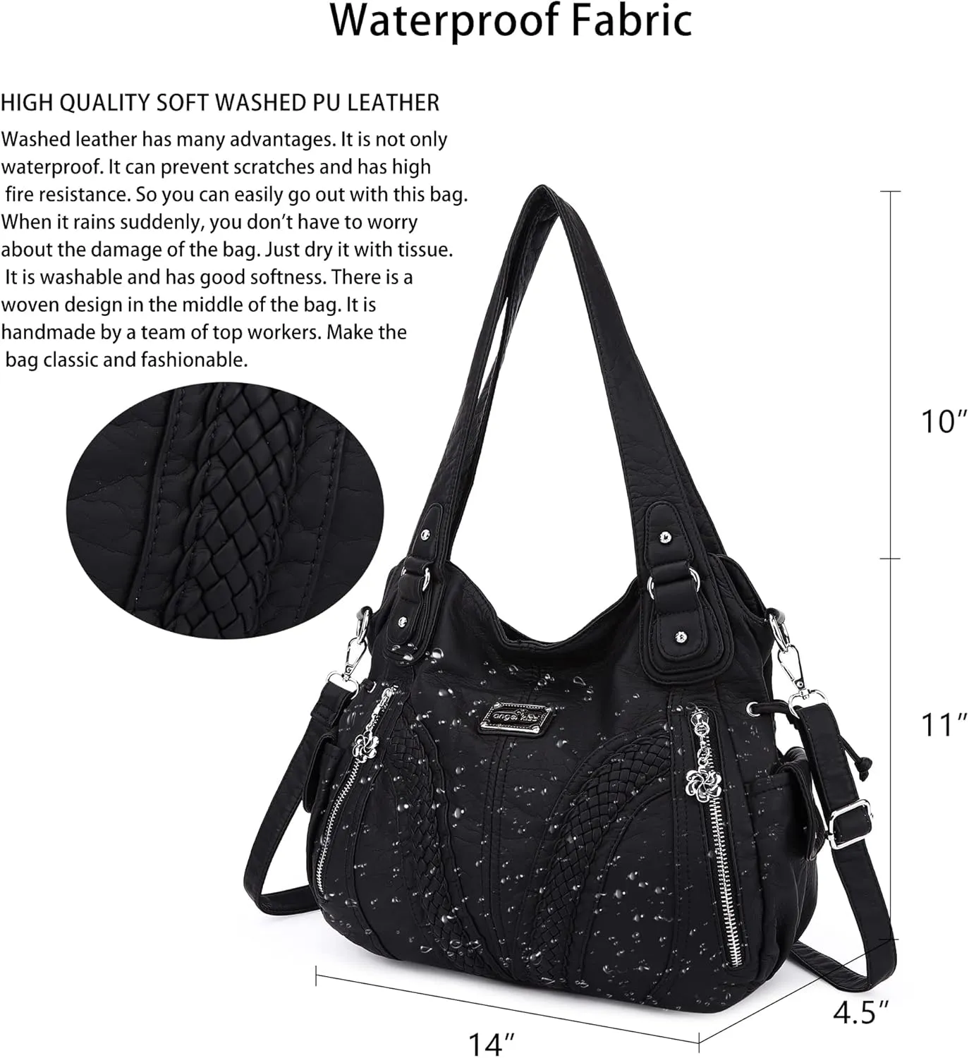 Purses and Handbags Women Fashion Tote Bag Shoulder Bags Top Handle Satchel Purses Washed Synthetic Leather Handbag