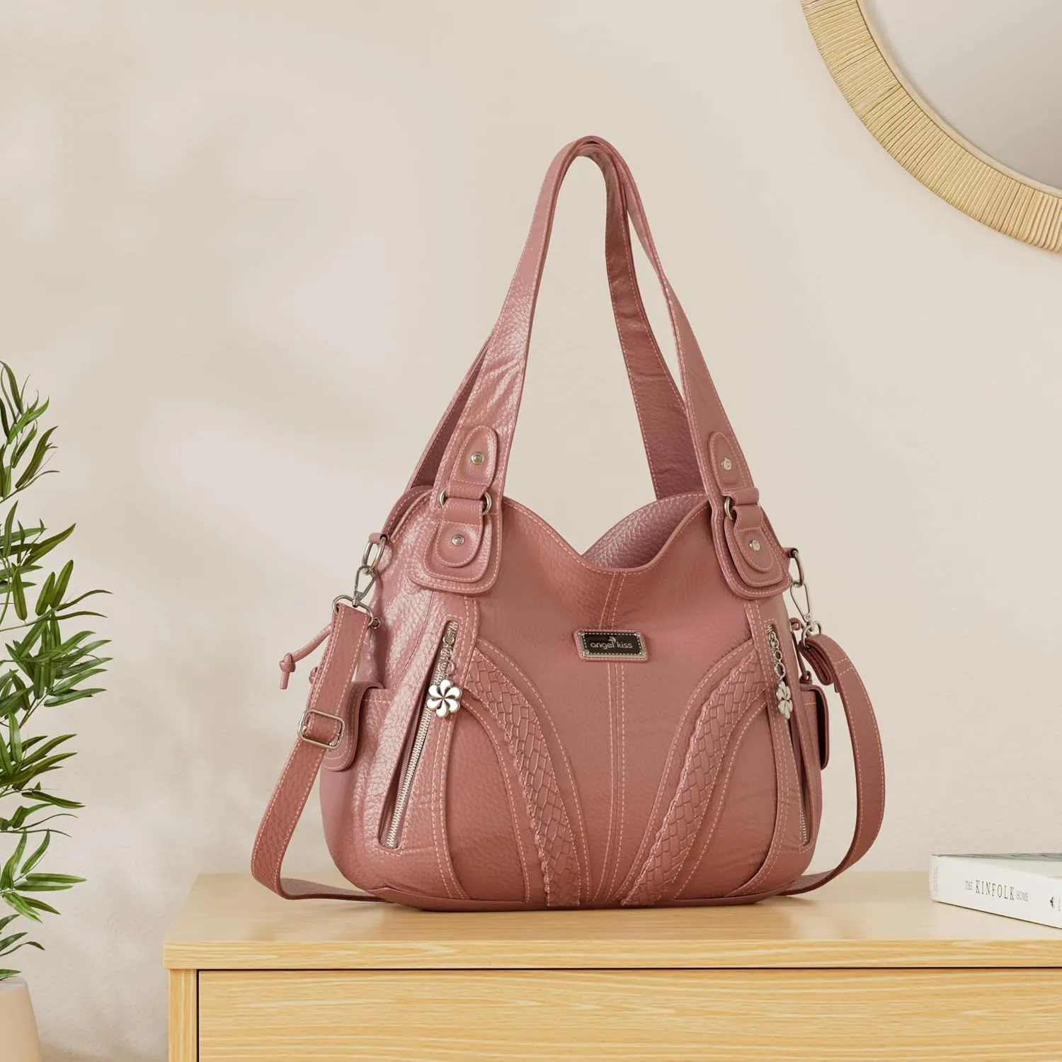Purses and Handbags Women Fashion Tote Bag Shoulder Bags Top Handle Satchel Purses Washed Synthetic Leather Handbag