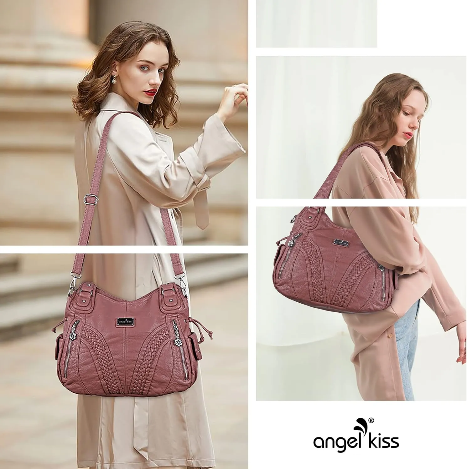 Purses and Handbags Women Fashion Tote Bag Shoulder Bags Top Handle Satchel Purses Washed Synthetic Leather Handbag