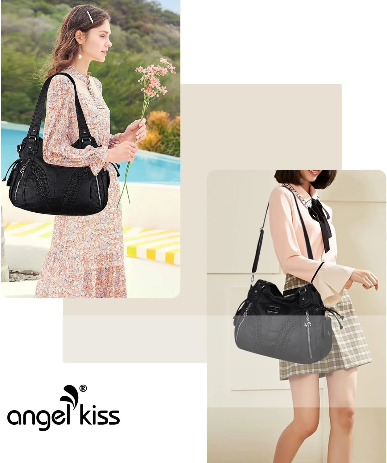 Purses and Handbags Women Fashion Tote Bag Shoulder Bags Top Handle Satchel Purses Washed Synthetic Leather Handbag