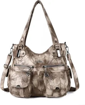 Purses and Handbags Women Tote Shoulder Top Handle Satchel Hobo Bags Fashion Washed Leather Purse
