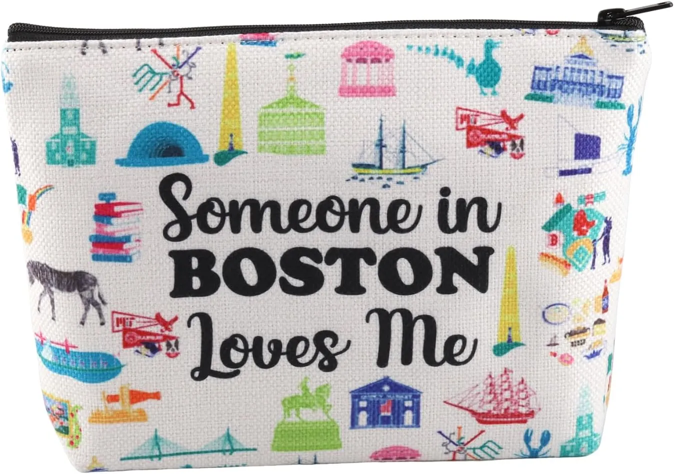 PXTIDY Boston State Makeup Bag Long Distance Relationships Gift Someone In Boston Loves Me Cosmetic Bag Boston Souvenir Gift