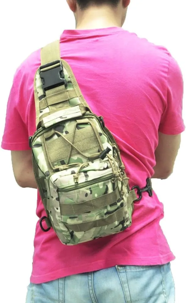 Qcute Tactical Backpack, Waterproof Military Cross-body Molle Sling Shoulder Backpack Chest Bag for Outdoor Every Day Carry