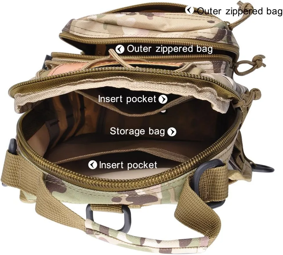 Qcute Tactical Backpack, Waterproof Military Cross-body Molle Sling Shoulder Backpack Chest Bag for Outdoor Every Day Carry