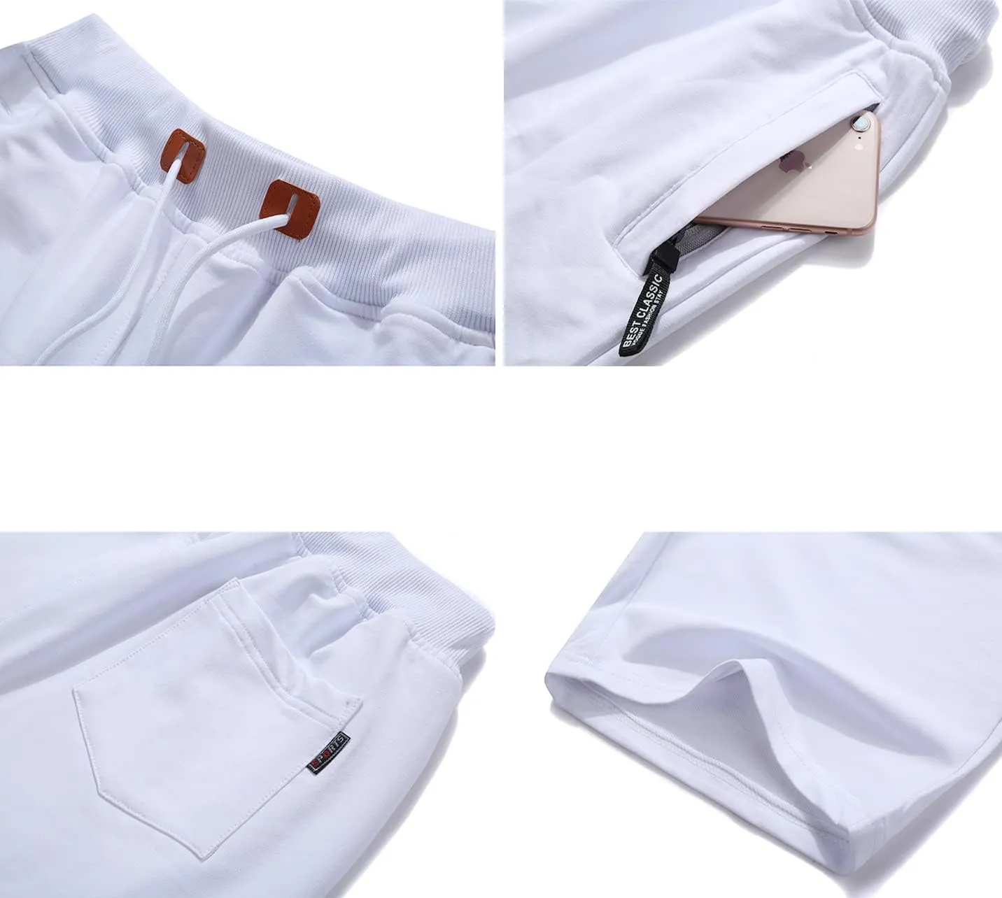 QPNGRP Mens Shorts Casual Drawstring Zipper Pockets Elastic Waist