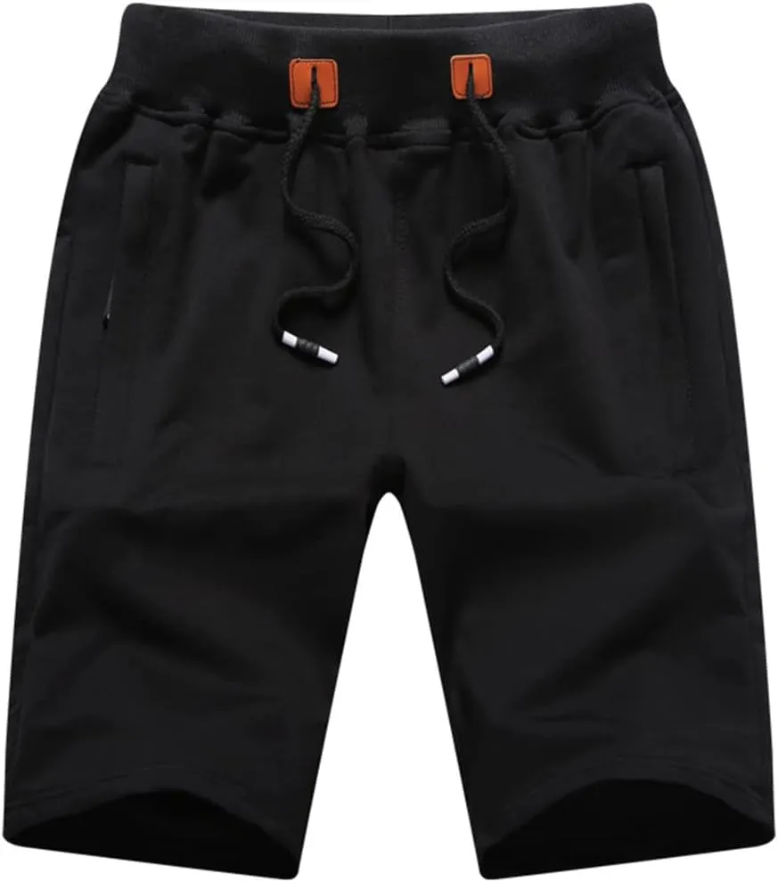 QPNGRP Mens Shorts Casual Drawstring Zipper Pockets Elastic Waist