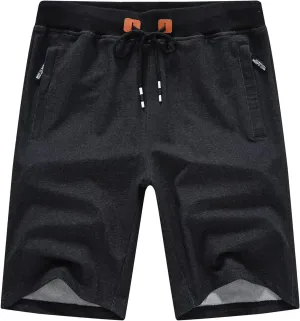QPNGRP Mens Shorts Casual Drawstring Zipper Pockets Elastic Waist