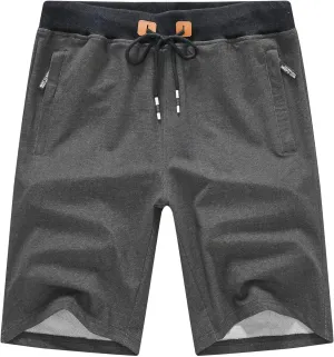 QPNGRP Mens Shorts Casual Drawstring Zipper Pockets Elastic Waist