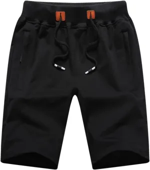 QPNGRP Mens Shorts Casual Drawstring Zipper Pockets Elastic Waist
