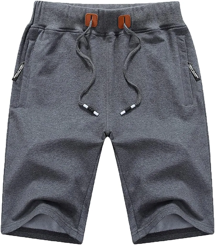 QPNGRP Mens Shorts Casual Drawstring Zipper Pockets Elastic Waist
