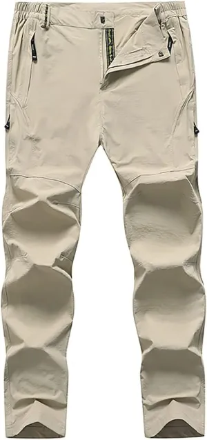 Quick Dry Hiking Cargo Pants Men's Outdoor Casual Workout Strech Breathable Pant with Multi-Pocket (No Belt)
