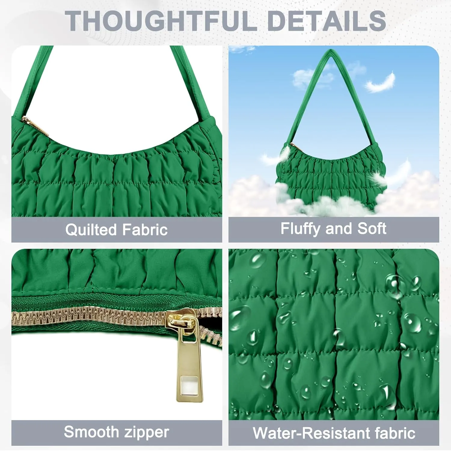 Quilted Puffer Purse for Women Crescent Bag Small Puffer Shoulder Bag Puffy Hobo Bag