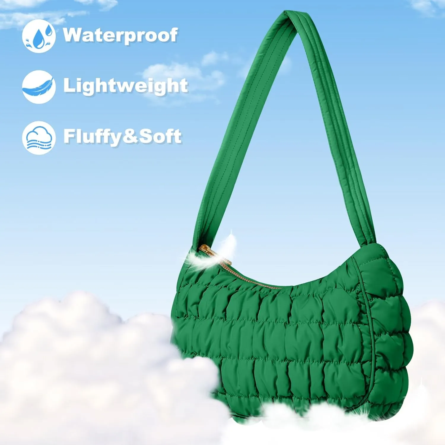 Quilted Puffer Purse for Women Crescent Bag Small Puffer Shoulder Bag Puffy Hobo Bag