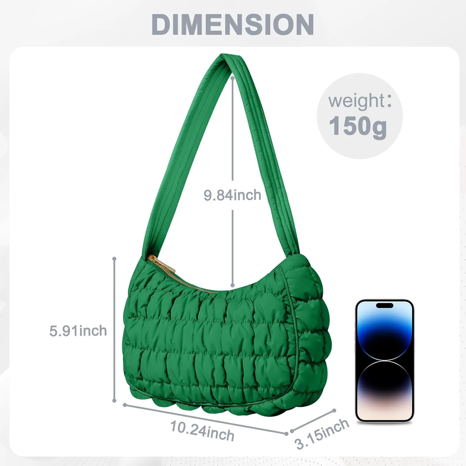 Quilted Puffer Purse for Women Crescent Bag Small Puffer Shoulder Bag Puffy Hobo Bag