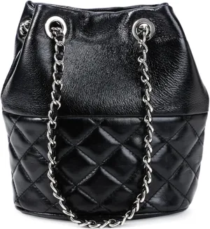 Quilted Shoulder Bags for Women Genuine Leather Ladies Elliptical Handbag with Chain Strap Trendy Clutch Purses