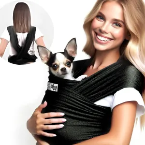 Race&Herd Cat Sling Carrier, Dog Sling Carrier 15-20 Lbs, Dog Slings for Small Dogs, Pet Sling Carrier for Small Dogs, Carrier Sling, Puppy Sling Carrier for Small Dogs 0-15 Lbs (Black, Wrap)