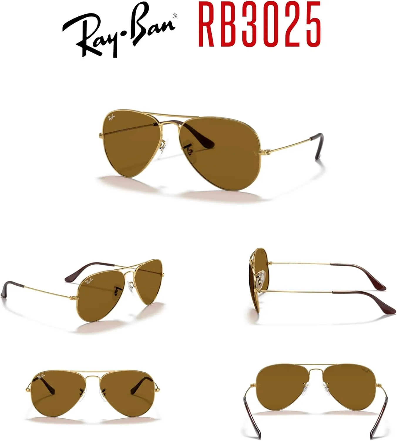 Ray-Ban RB3025 Metal Aviator Sunglasses For Men For Women   BUNDLE with Designer iWear Eyewear Care Kit