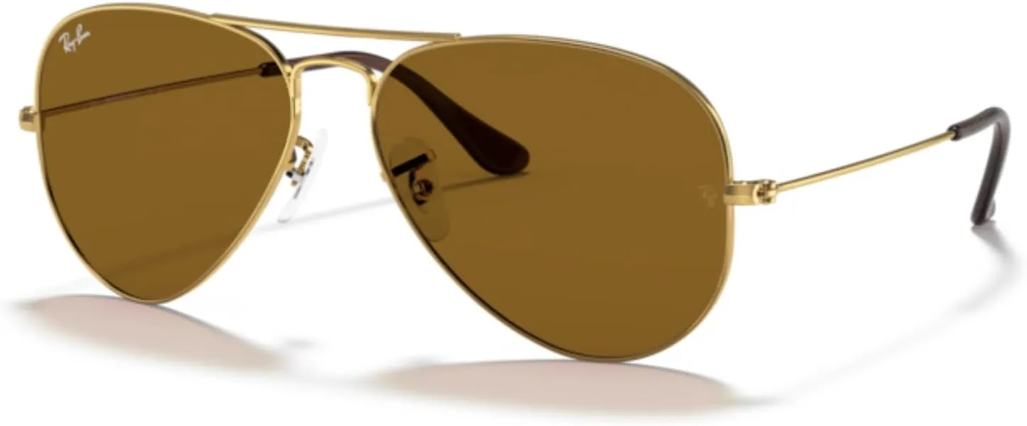 Ray-Ban RB3025 Metal Aviator Sunglasses For Men For Women   BUNDLE with Designer iWear Eyewear Care Kit