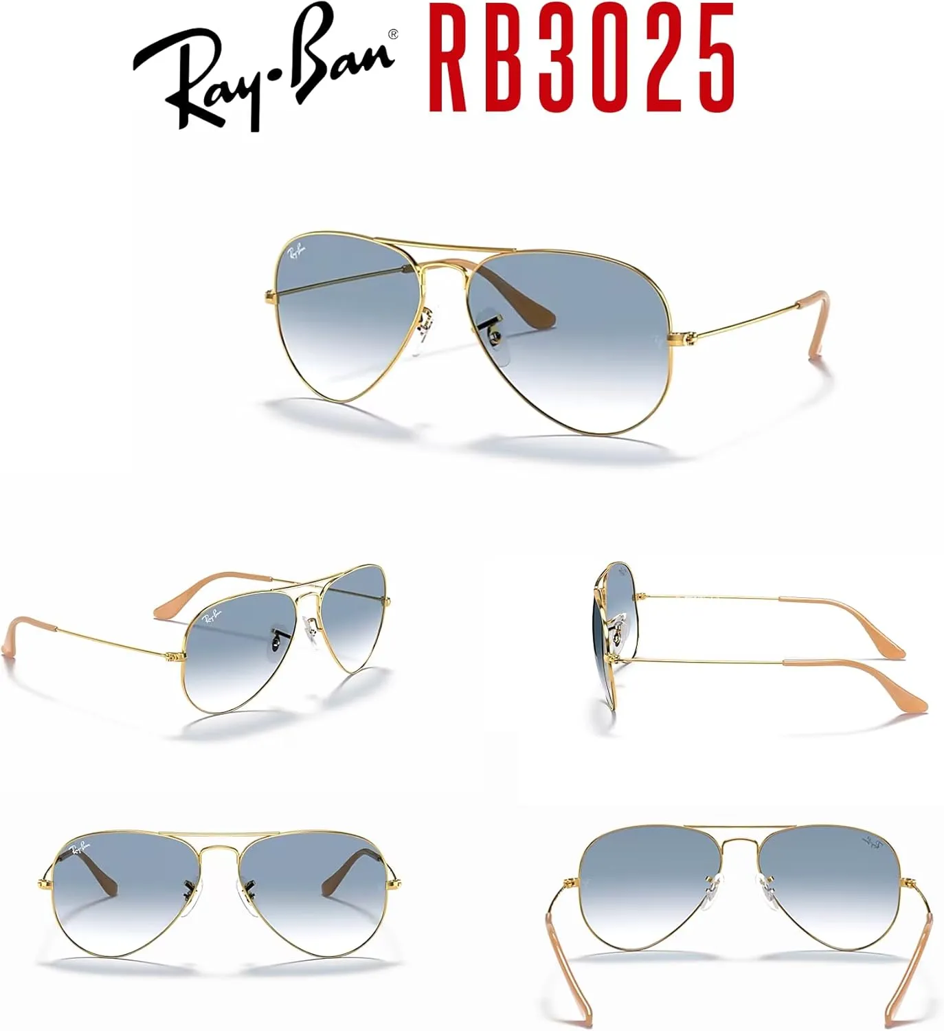 Ray-Ban RB3025 Metal Aviator Sunglasses For Men For Women   BUNDLE with Designer iWear Eyewear Care Kit