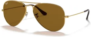 Ray-Ban RB3025 Metal Aviator Sunglasses For Men For Women   BUNDLE with Designer iWear Eyewear Care Kit