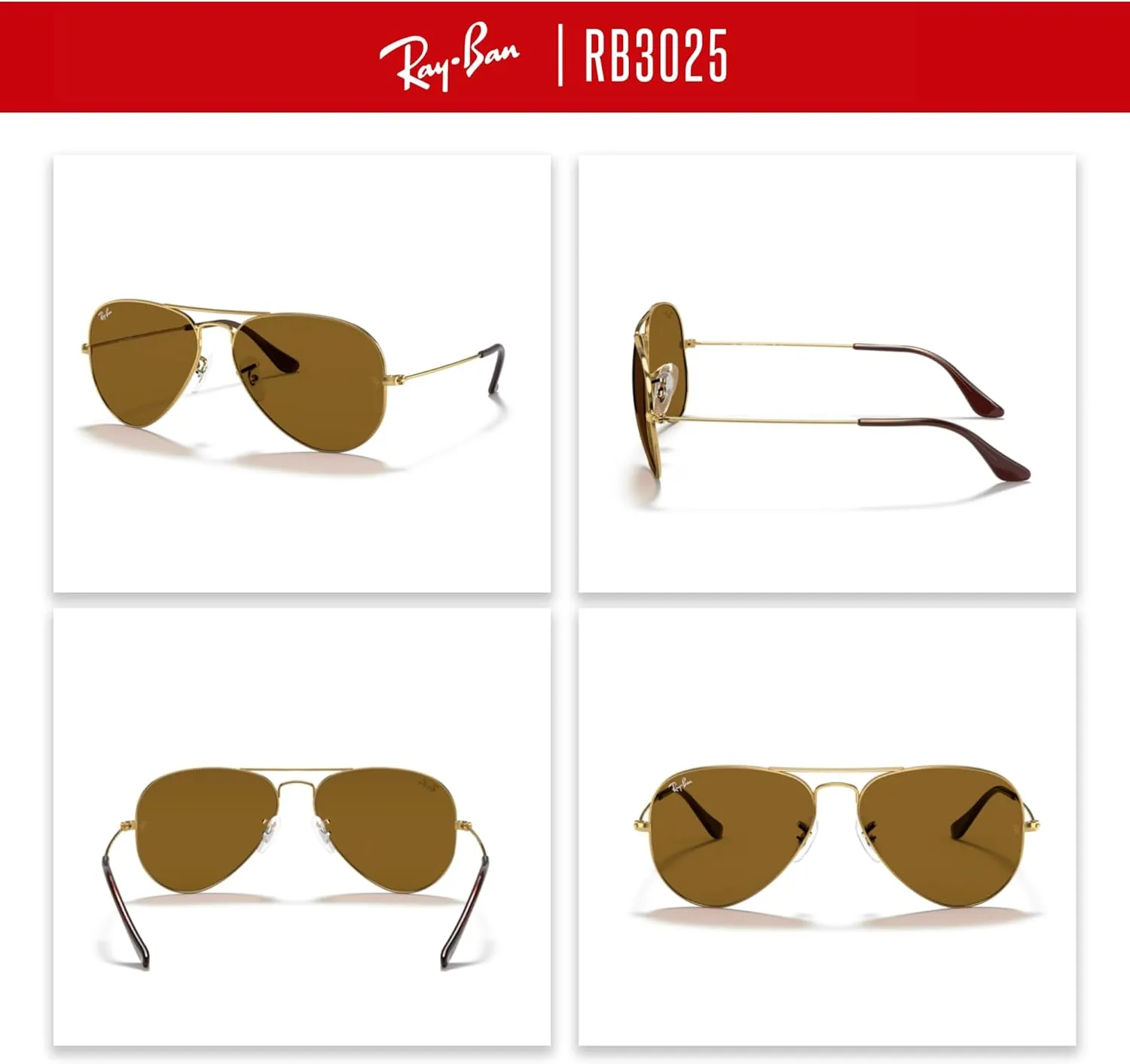 Ray-Ban RB3025 Metal Aviator Sunglasses For Men For Women   BUNDLE with Designer iWear Eyewear Care Kit