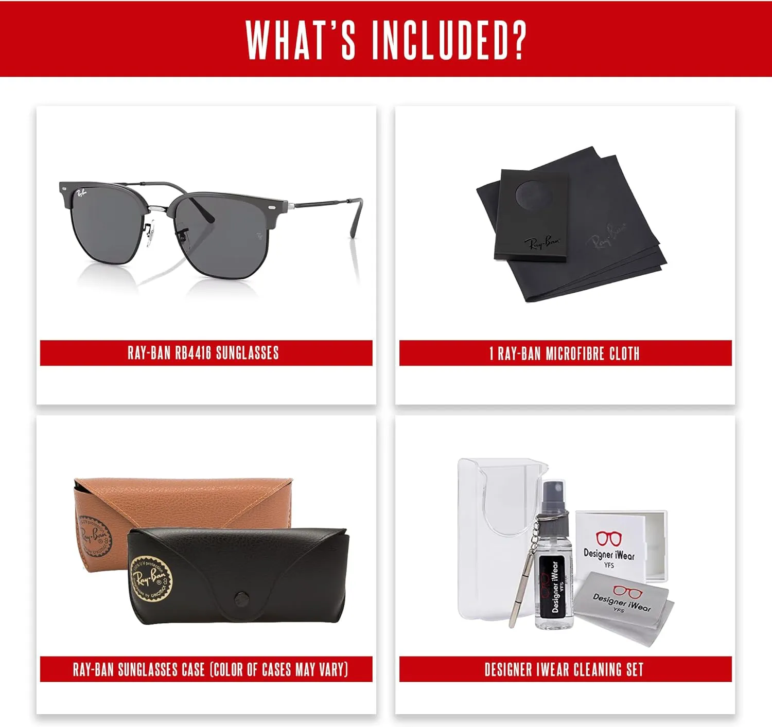 Ray-Ban RB4416 NEW Clubmaster METAL Hexagonal Sunglasses for Men for Women   BUNDLE With Designer iWear Eyewear Kit
