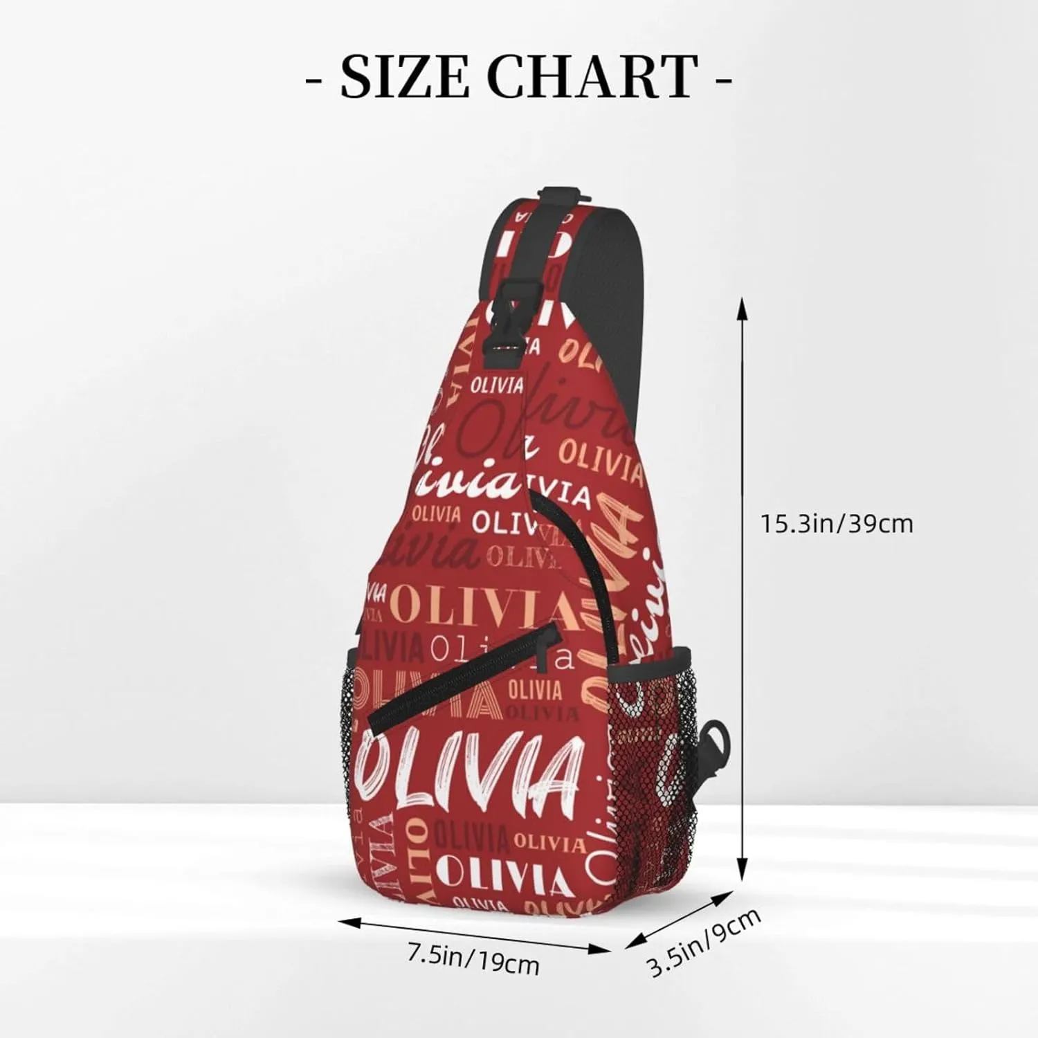 Red Custom Sling Bag for Women Men Personalized Crossbody Sling Backpack with Name Photo Text Image Customized Chest Bag for Outdoor Travel Sport Hiking Daypack