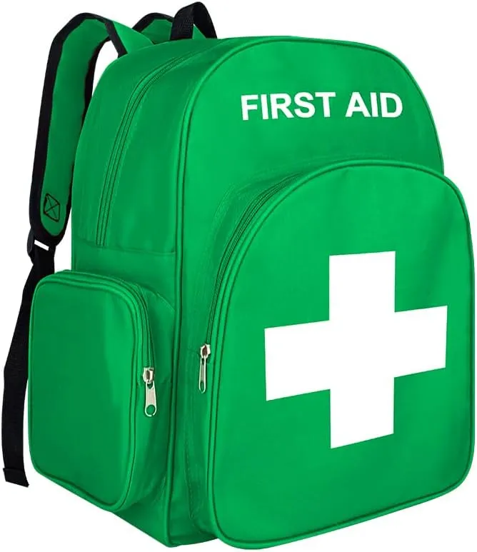 Red Emergency Bag First Aid Backpack Empty Medical First Aid Bag Treatment First Responder Trauma Bags for Camping Cycling Outings Daycare (Green)