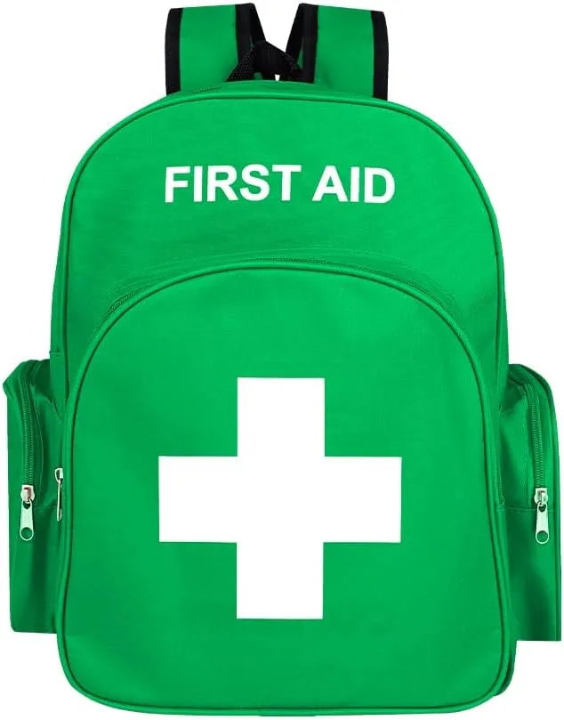 Red Emergency Bag First Aid Backpack Empty Medical First Aid Bag Treatment First Responder Trauma Bags for Camping Cycling Outings Daycare (Green)
