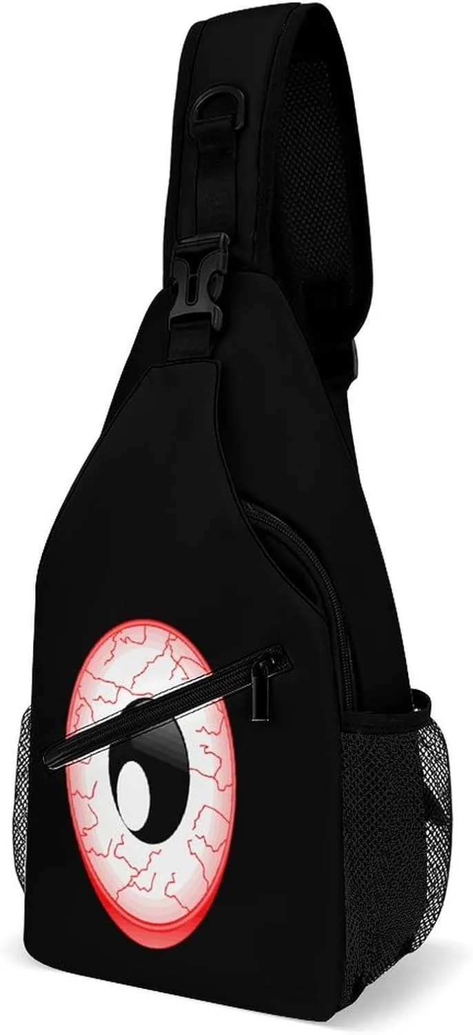 Red Eyeball Crossbody Sling Bag for Men Women Lightweight Chest Bag Sling Backpack for Hiking Travel
