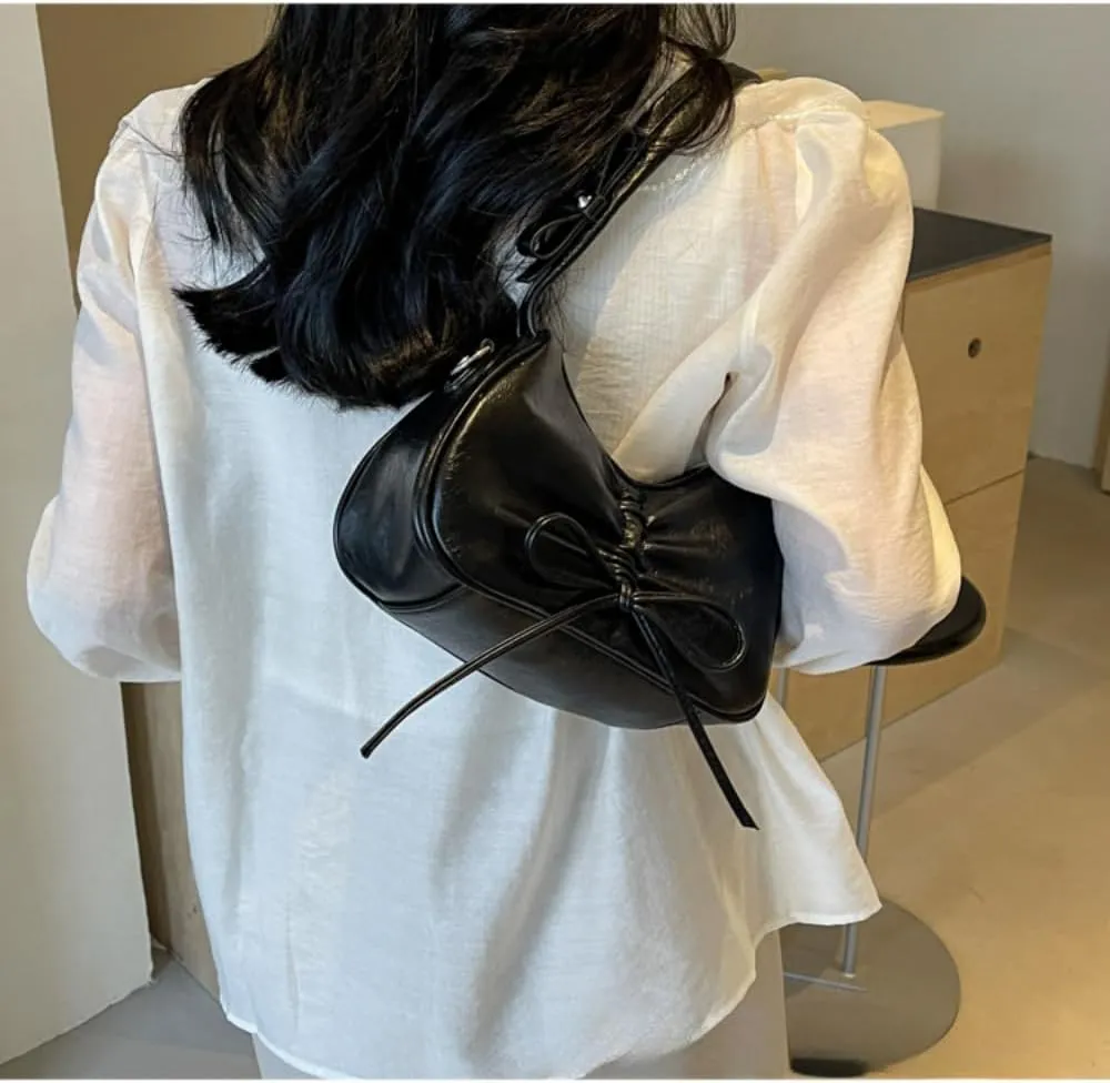 Retro Bow Hobo Bag Vintage Women Purse Y2K Trendy Fashion Design Handbag