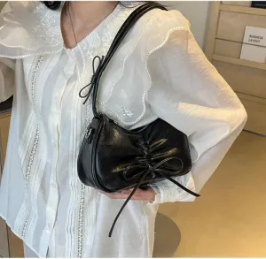 Retro Bow Hobo Bag Vintage Women Purse Y2K Trendy Fashion Design Handbag