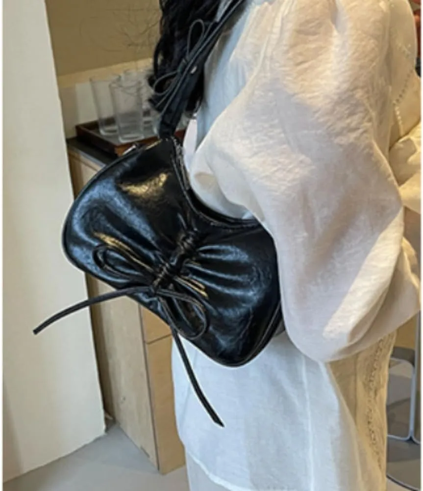 Retro Bow Hobo Bag Vintage Women Purse Y2K Trendy Fashion Design Handbag