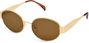 Retro Oval Sunglasses for Women Men - Trendy Gold Sun Glasses - Fashion Metal Frame Shades