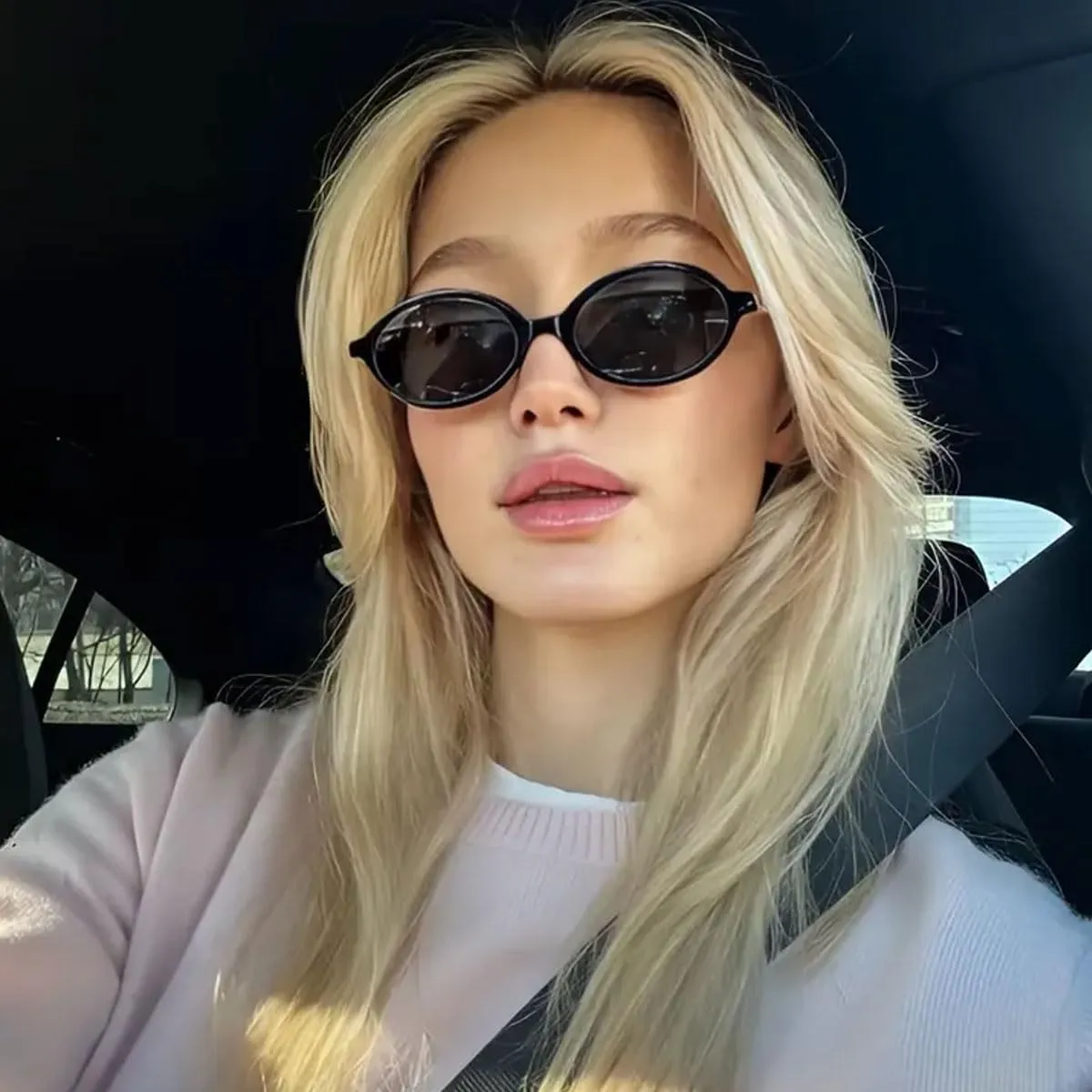 Retro Oval Sunglasses for Women Men Trendy Round Tortoise Sun Glasses 90s Vintage Shades