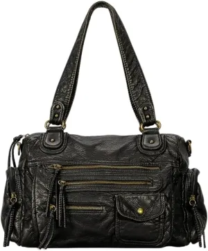 Retro Top-handle Purses for Women Leather Hobo Shoulder Bag Vintage Handbag Multipockets Crossbody Shopper Satchel