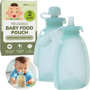 Reusable Baby Food Pouches - 4.4 oz Silicone Food-Grade Material, BPA-Free & Non-Toxic, Baby Food Pouches Refillable, Reusable Pouches for Toddlers, Reusable Applesauce Pouches - 2 Pack