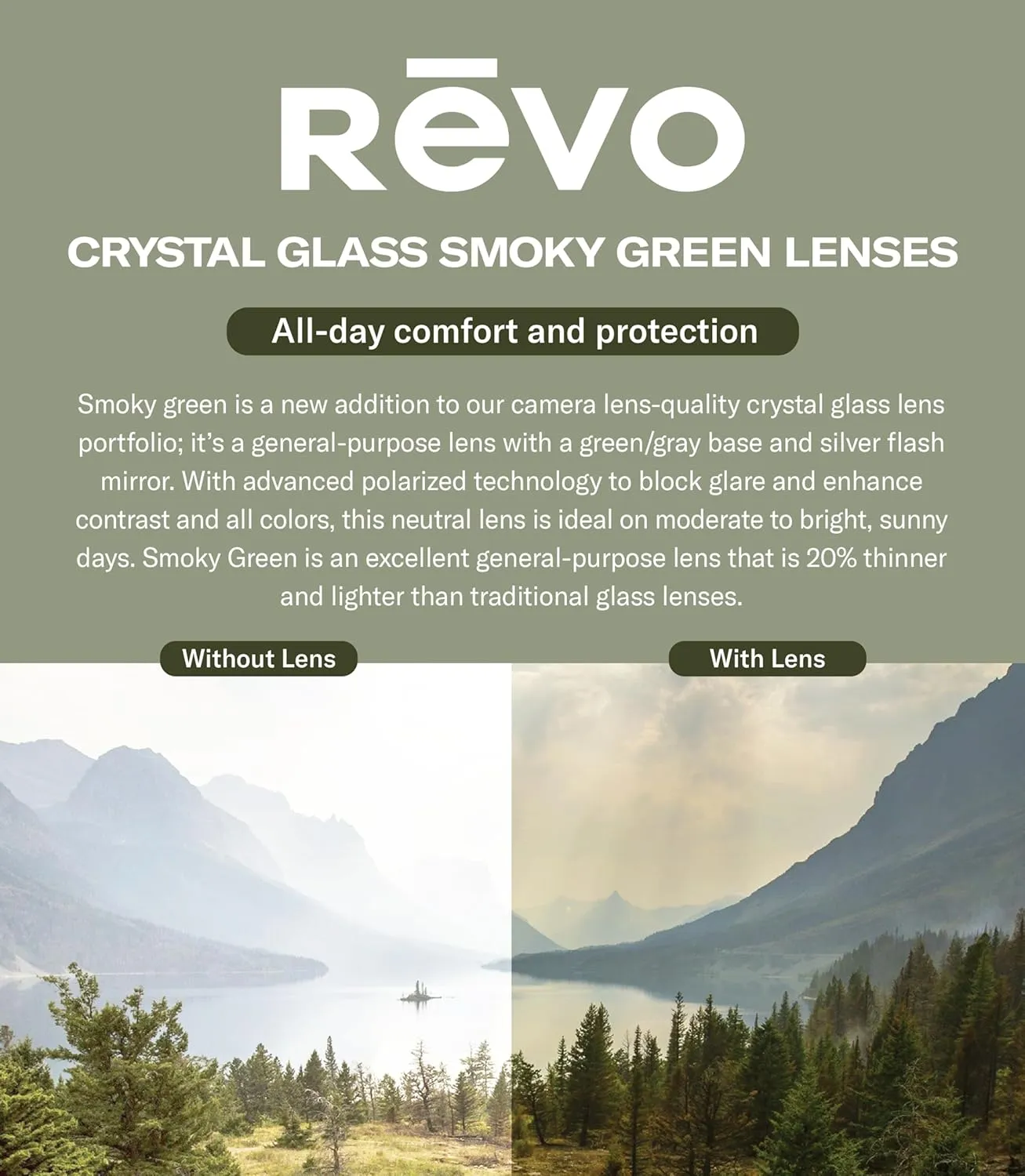 Revo Sunglasses Cobra: Polarized Crystal Glass Lens with Stainless Steel Round Frame