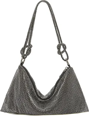 Rhinestone Hobo Bag for Women Rhinestone Purses Sparkly Evening Handbag Shiny Diamond Purse for Wedding Parties 2024