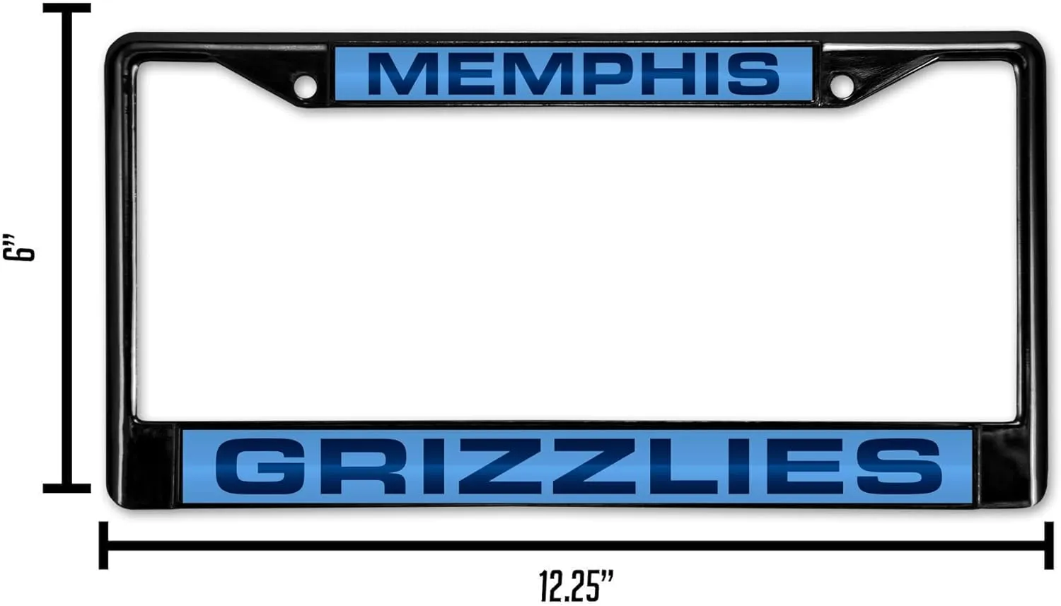 Rico Industries NBA Black Laser Cut Chrome Frame 12" x 6" Black Laser Cut Chrome Frame - Car/Truck/SUV Automobile Accessory