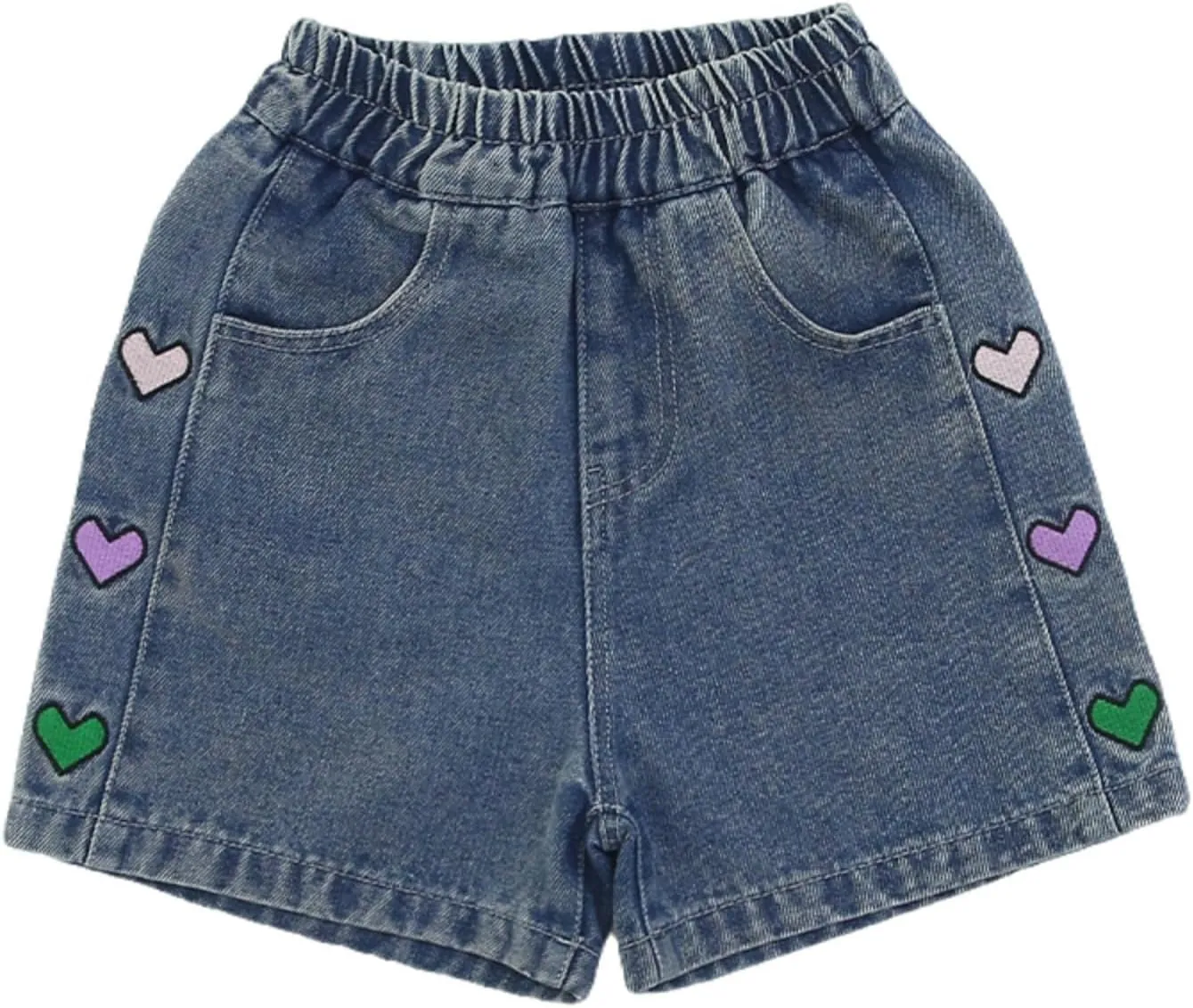 Rolanko Girls Denim Shorty Shorts Elastic Waist Kids Summer Jean Shorts 4-14 Years