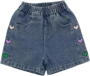 Rolanko Girls Denim Shorty Shorts Elastic Waist Kids Summer Jean Shorts 4-14 Years