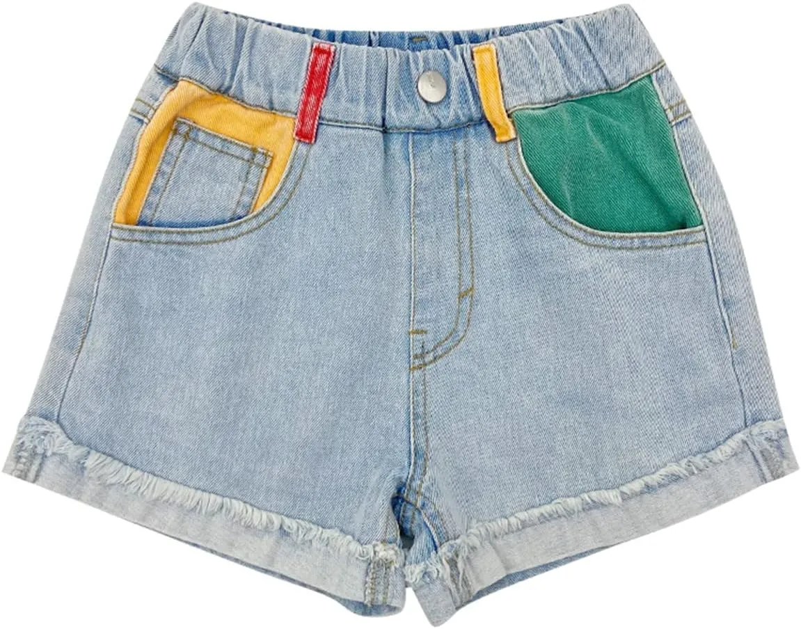 Rolanko Girls Denim Shorty Shorts Elastic Waist Kids Summer Jean Shorts 4-14 Years