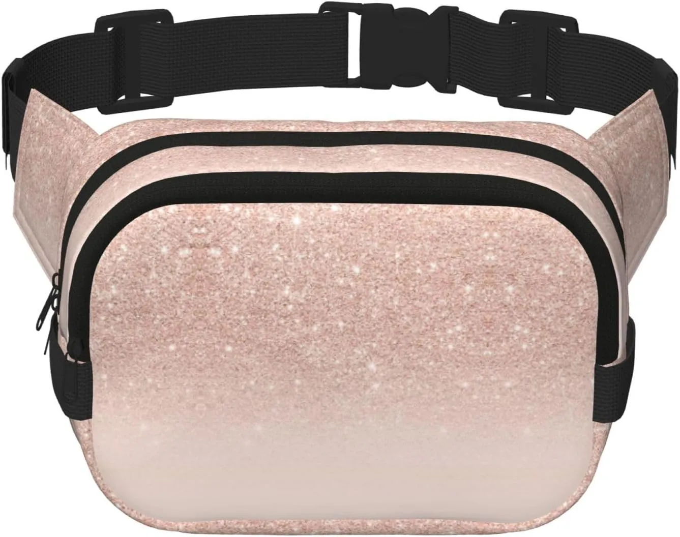 Rose Gold Wallpaper Print Unisex Square Double Layer Waist Bag Crossbody Fanny Pack Travel Workout Accessory