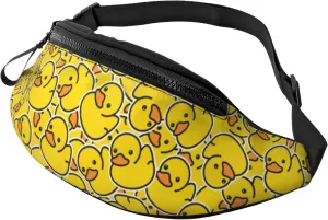 Rubber Duck Pattern Fanny Pack, Waist Pack with Zipper, Crossbody Belt Bag for Travel, Running, Hiking
