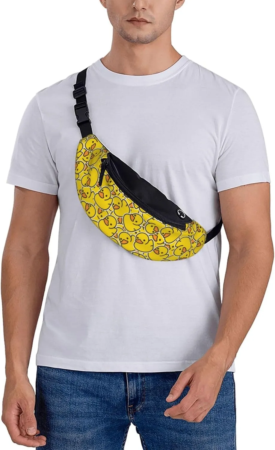 Rubber Duck Pattern Fanny Pack, Waist Pack with Zipper, Crossbody Belt Bag for Travel, Running, Hiking