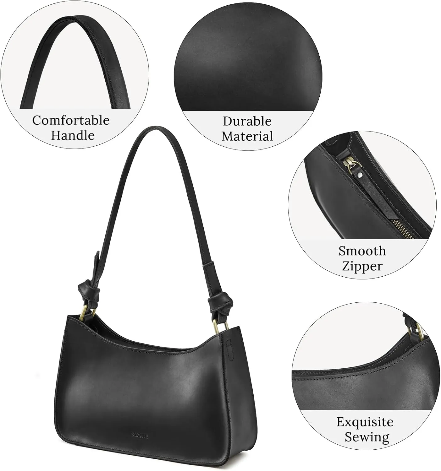 S-ZONE Leather Shoulder Bags for Women Small Shoulder Purse Handbags Clutch Hobo Bag Cute Purses