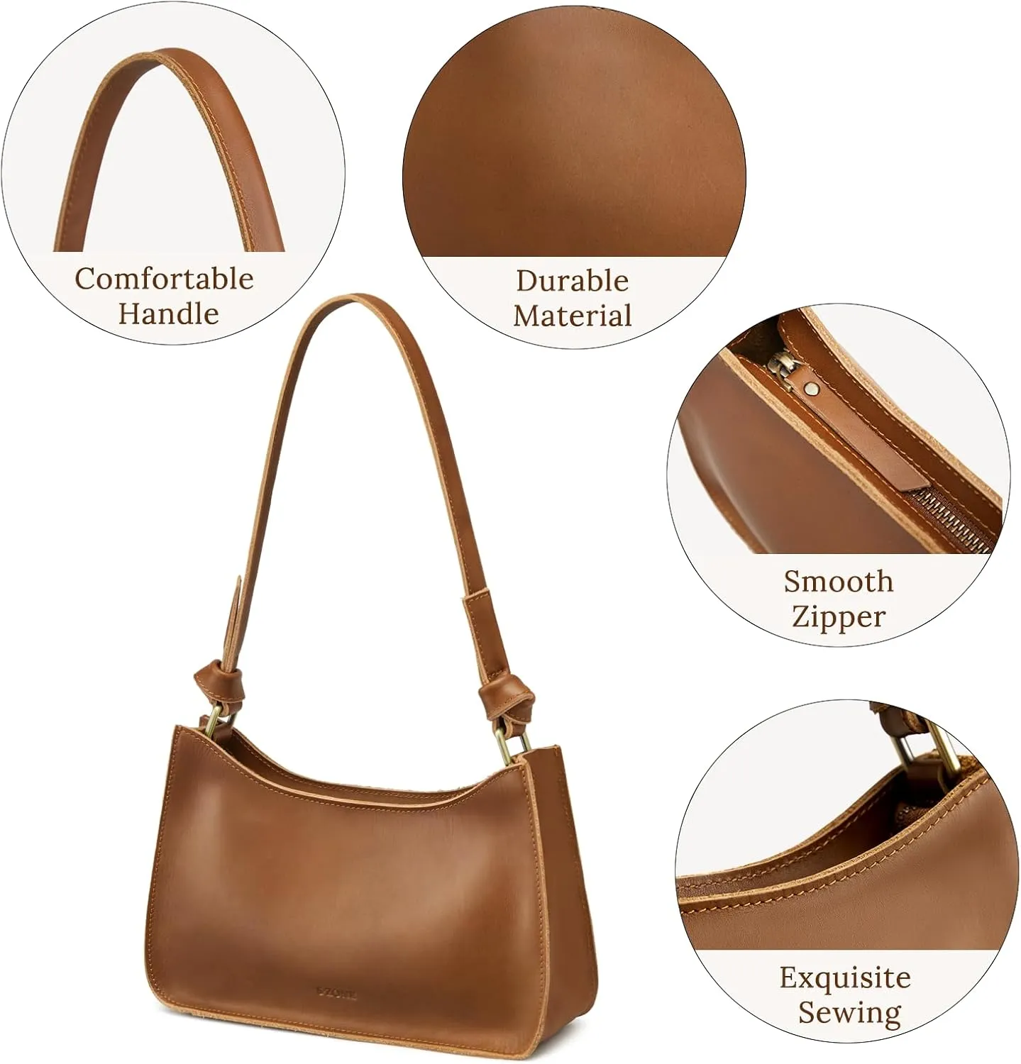 S-ZONE Leather Shoulder Bags for Women Small Shoulder Purse Handbags Clutch Hobo Bag Cute Purses
