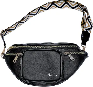 SALMA Leather Crossbody Sling Bag Trendy Crossbody Bag for Women Men Bulky and Hands-Free Fanny Pack in Black Color